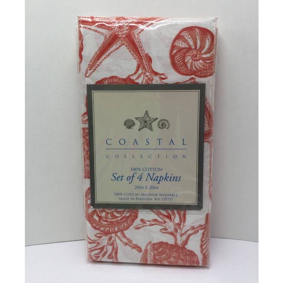 Coastal Collection Other - Coastal Collection Shells Coral Color Set of 4 Napkins 20x20